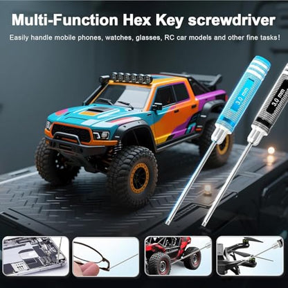 Hex Driver Set 1.5/2.0/2.5/3.0mm, RC Screwdriver Kit - color: Blue-2