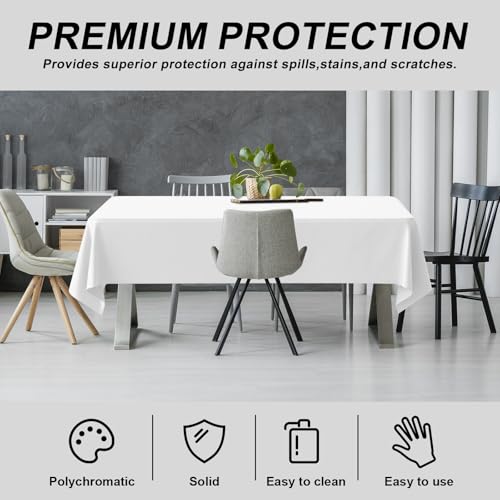 54IN X 320FT Plastic Table Cover Roll with Cutter Box, Cut to Size Plastic Table Cloths for Parties, Birthday, (White, 54"x3840"(Rectangular)) - color: White, size: 3840" x 54" (Rectangular)
