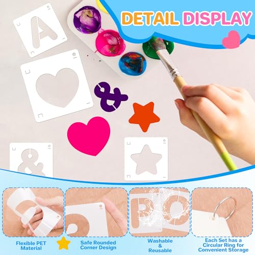 Letter Stencils 80Pcs 2&3Inch Large Alphabet Number Reusable Stencils - size: 2Inch+3Inch