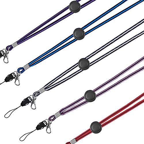 YOUOWO 5Pack Adjustable Neck Lanyards Multicolor with Clip - color: 5 Pack Colors