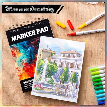 60 Sheets Marker Paper Pad, 5.8 × 8.3 in, 200gsm Alcohol Marker Paper - size: 5.8×8.3 Inch (60 Sheets )