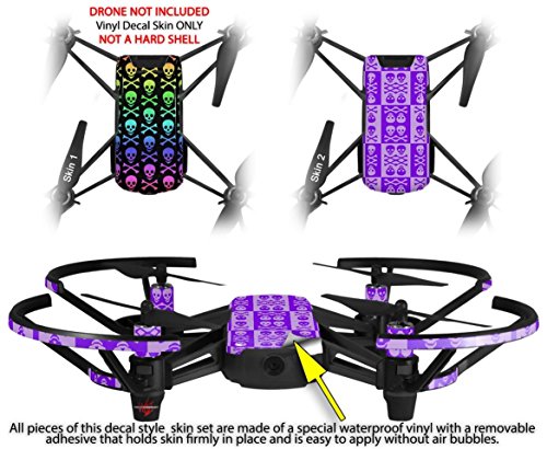 Skin Decal Wrap 2 Pack Compatible with DJI Ryze Tello Skull and Crossbones Rainbow Drone NOT Included