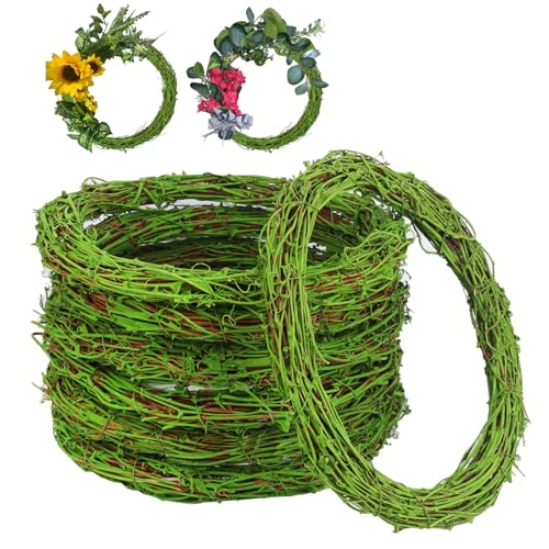 7 Pcs 12 inch Natural Grapevine Wreath Set, Green - size: 7 Pcs 12 inch green