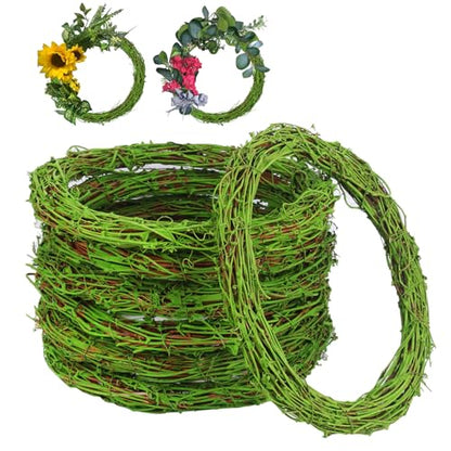 7 Pcs 12 inch Natural Grapevine Wreath Set, Green - size: 7 Pcs 12 inch green