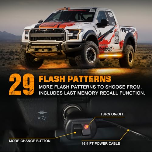 XRIDONSEN 2PCS 60 inch Running Board Strobe Lights Truck Emergency Lights - color: Amber/White