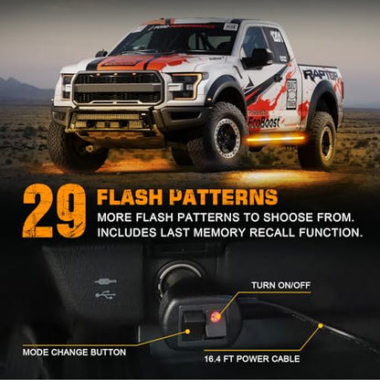 XRIDONSEN 2PCS 60 inch Running Board Strobe Lights Truck Emergency Lights - color: Amber/White