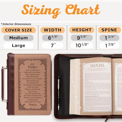 Christian Art Gifts Faux Leather Bible Cover: The Lord’s Prayer, Brown/Tan