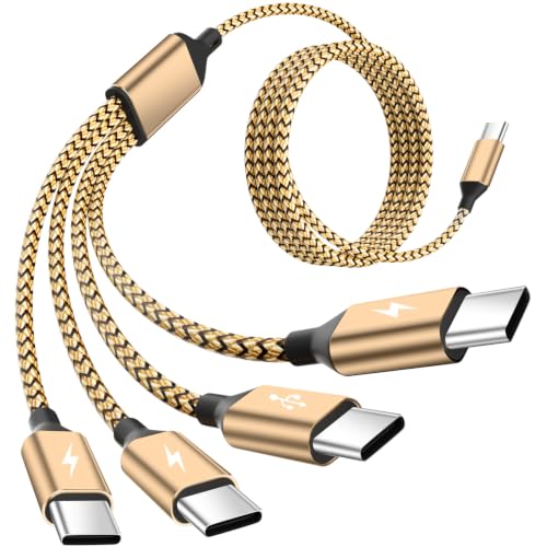 Travel USB C 4 in 1 Charging Cords,Universal Charging Cable for All Devices - color: Bright Golden & Black