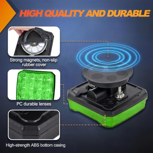 Nilight Magnetic Strobe Lights 2PCS Green 12 LED Rechargeable Warning - color: 12LED 18Modes Green