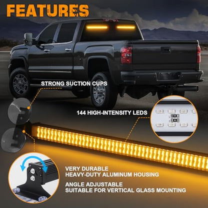 XRIDONSEN 2X 17.7 inch Traffic Advisor Light Bar Amber Strobe Lights - color: Amber