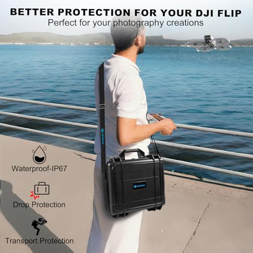 Lekufee Waterproof Hard Case for DJI Flip,Fly More Combo,DJI RC 2,RC N3/N2,Battery(9 pcs),Charging Hub and More Accessories(Case Only)
