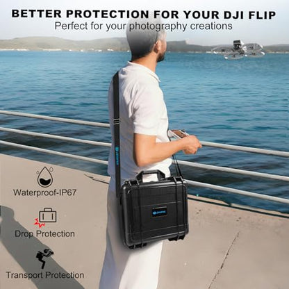 Lekufee Waterproof Hard Case for DJI Flip,Fly More Combo,DJI RC 2,RC N3/N2,Battery(9 pcs),Charging Hub and More Accessories(Case Only)
