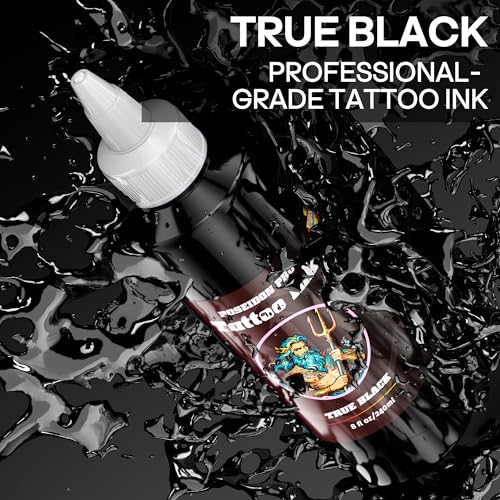 POSEIDON Professional Black Tattoo Ink - 8 fl oz (240ml) Bottle