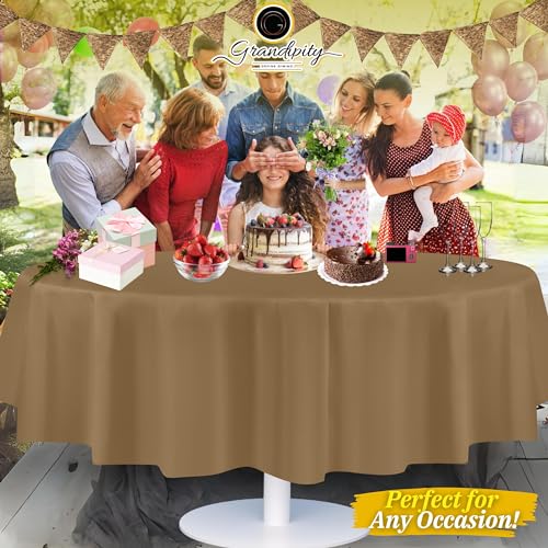 Grandipity Plastic Table Cloth Disposable 12 Pack 84" Round Gold - color: Gold, size: 84in. Round