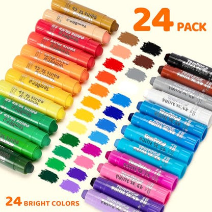 Tempera Paint Sticks, 24 Color Washable Solid Paint Sticks for Kids Toddler - size: 0.04 Ounce (Pack of 24)