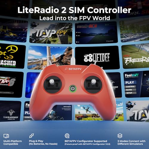 BETAFPV LiteRadio 2 SIM Controller for FPV Flight Training-Mode 2/Red