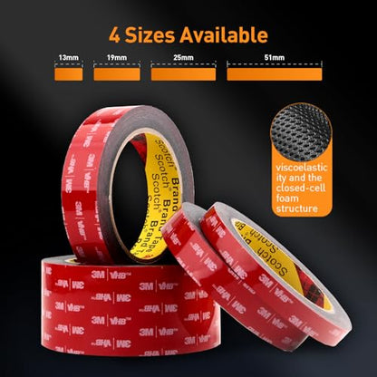 3M Double Sided Tape, Heavy Duty, 3/4” x 18Ft, 5925, Black - color: Black, size: 3/4" x 18Ft