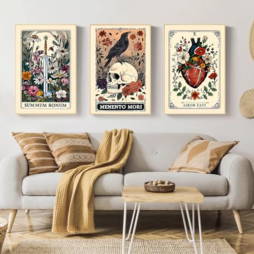Mandun Tarot Paint by Numbers Kit for Adults, 3 Pack, 7.8x11.8 inch - color: 3 Pack Tarot02