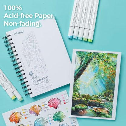 Ohuhu 5.5"x8.5" Double-Sided Bleedproof Marker Pad Art Sketchbook 50 Sheets - size: 5.5" x 8.5"