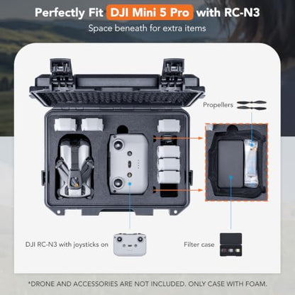Lykus Titan MM510 Waterproof Hard Case for DJI Mini 5 Pro and RC2/RC-N3