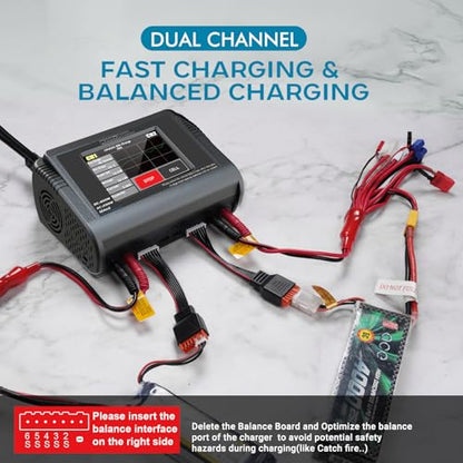 Dual LiPo Charger Touch Screen Battery Charger Discharger AC200W DC400W 12A