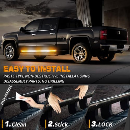 XRIDONSEN 2PCS 60 inch Running Board Strobe Lights Strip Amber White - color: Amber/White