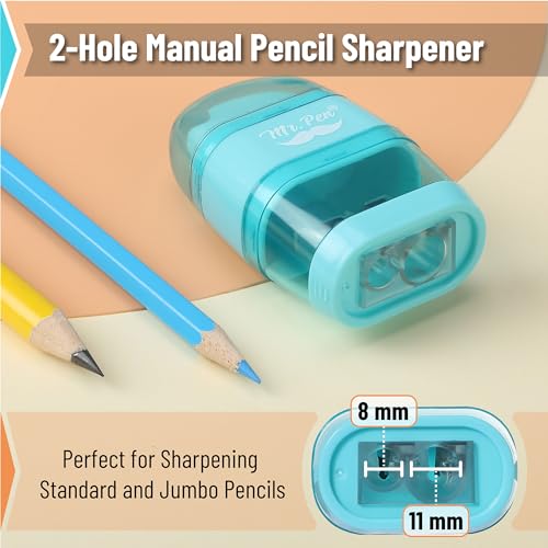 Mr. Pen- Pencil Sharpener & Eraser, 4 Pack - color: Yellow, Orange, Blue, Green, size: 4 Pack