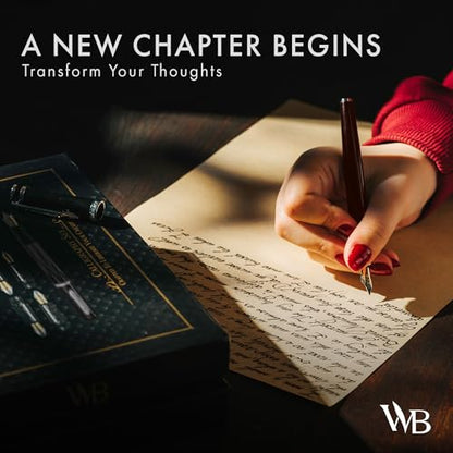 Wordsworth & Black Luxury Calligraphy Pen Set for Writing, 6 Nibs, Brown - color: Brown Gold