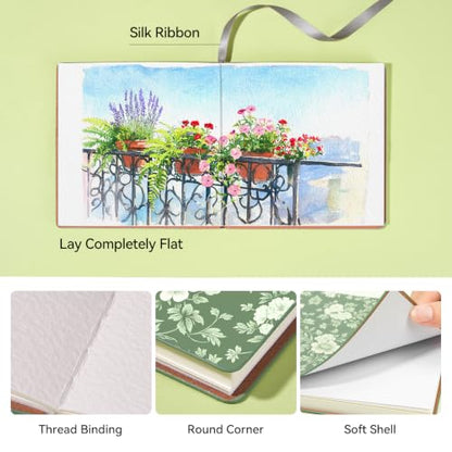 Paul Rubens Square Watercolor Journal 5.9"x5.9", 100% Cotton Cold Press - color: Green