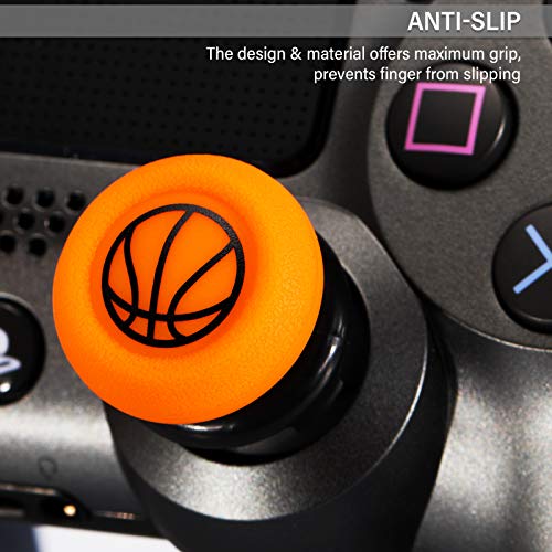 FPS Thumbstick Extender & Printing Rubber Silicone Grip Cover 2 Sets for PS5 & PS4 Controller (Basketball) - color: 3