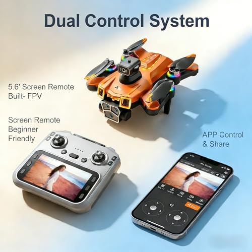 Drone with camera for kids, drones for Kids 8-12 with camera & dynamic racing LED lights, 5.6" Built-In FPV Screen, Dual Batteries, Perfect Holiday & Birthday Gift, Indoor & Outdoor Quadcopter Toy - size: H