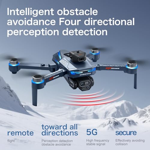 FPV Drone with HD Camera for Adults, RC Drones with 5 Inch LCD Screen on Controller, Obstacle Avoidance, Brushless Motor, One Key Start, Optical Flow Positioning, Headless Mode, Foldable RC Quadcopter with SD Card & 2 Batteries & Portable Carrying Case, U