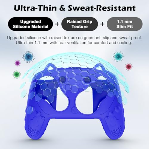 Silicone Controller Case Set Compatible with Nintendo Switch 2 Pro, Gamepad Accessories - Protective Softshell Cover with 6 Thumb Grips, Shock-Resistant & Ergonomic Comfort Grip Design (Deep Blue) - color: Deep Blue
