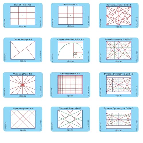 4:3 Directors Viewfinder Set, 12 Layouts, 12 Cards - size: Set - Full 4:3 Only