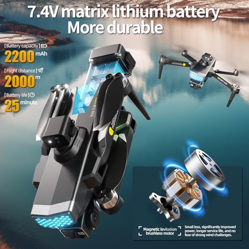 5.6” Touch Screen Drone with 3-Axis Gimbal & 4K Camera, 5G FPV Transmission, GPS + Optical Flow Positioning, Brushless Motor, 360° Laser Obstacle Avoidance, 7-Level Wind Resistance, Return to Home – Professional Aerial Photography Quadcopter for Adults