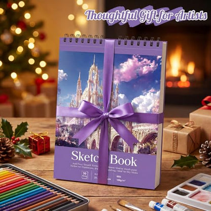 Prudiut Sketch Book 3 Pack, 8.5 × 11 in, Spiral Bound, Violet - color: Violet, size: 8.5 x 11inch(3 Pack)