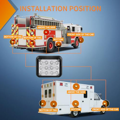 Nilight 12LED Magnetic Wireless Trailer Lights 2PCS Amber and White - color: 12LED Amber