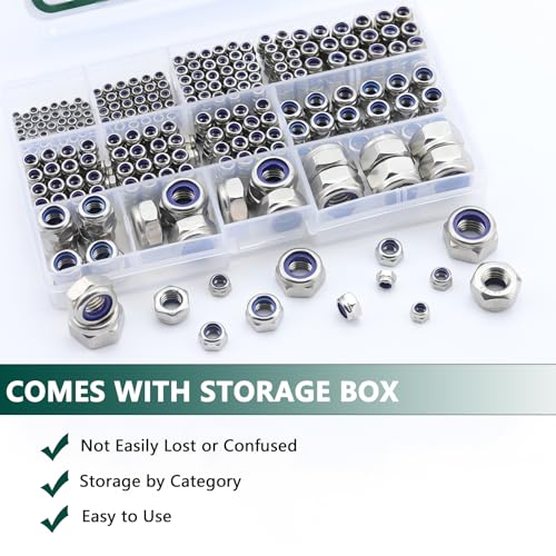 Metric Lock Nut Assortment Kit, 530PCS Nylon Insert Lock Nuts Set - color: Metric 530PCS