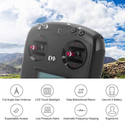 GoolRC Flysky FS-i6s 2.4G 10CH AFHDS 2A RC Transmitter with FS-iA6B Receiver for RC Drone Airplane Multicopter Helicopter (Black) - color: Black