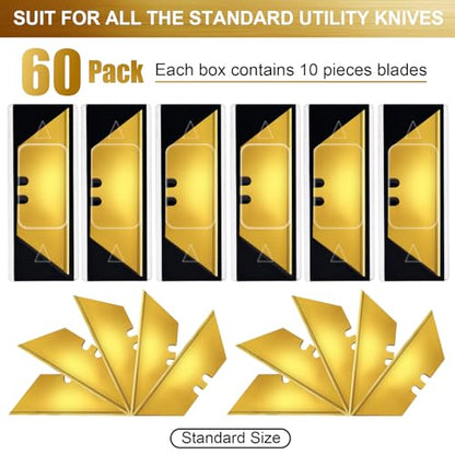 Vickay 60 Pack Box Cutter Blades, SK2 Utility Knife Blades, Razor Blades - color: Gold, size: 60 Pack