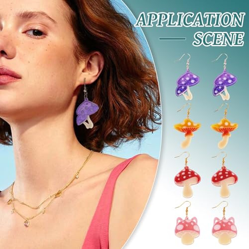 Elecrelive Cute Mushroom Earring Molds Colorful DIY UV Epoxy Resin Casting - color: Clear-Mushroom