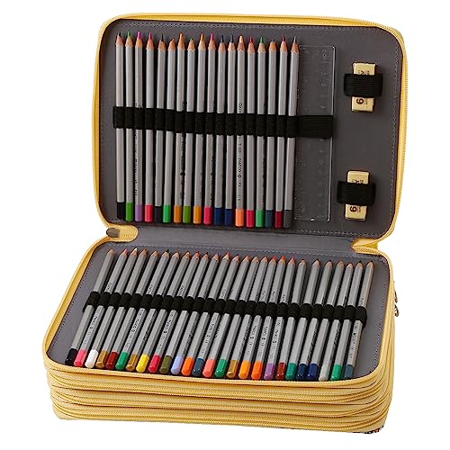 200 Slots Pencil Case 4-Layer Zipped Holder w/Handle - color: Bee, size: 200