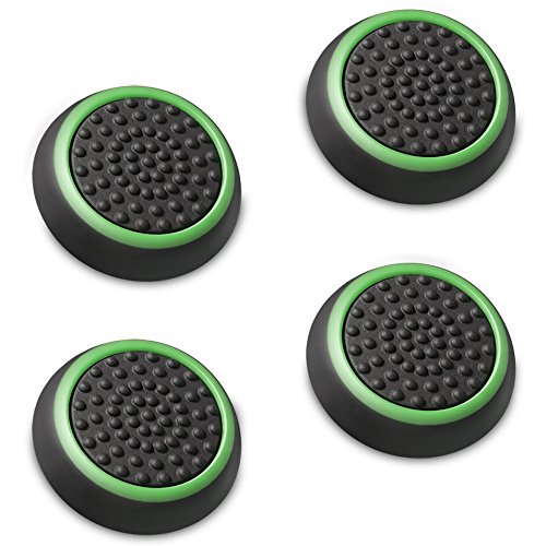 Fosmon Performance Gaming Controller Thumb Grip Joystick Cap, Green, 2 Pair - color: Black & Green (Set of 4)