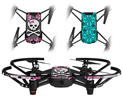 Skin Decal Wrap 2 Pack Compatible with DJI Ryze Tello Pink Bow Skull Drone NOT Included