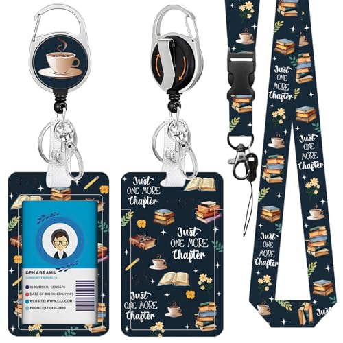 Book Lover Lanyards for ID Badge, ID Badge Holder with Retractable Reel - color: Reading