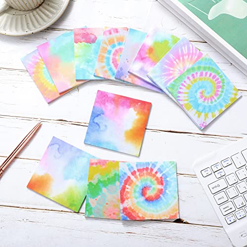 Eaasty 12 Pcs Rainbow Sticky Notes Tie Dye Pastel Sticky Note, 3 x 3 Inch - size: 3 x 3 Inch