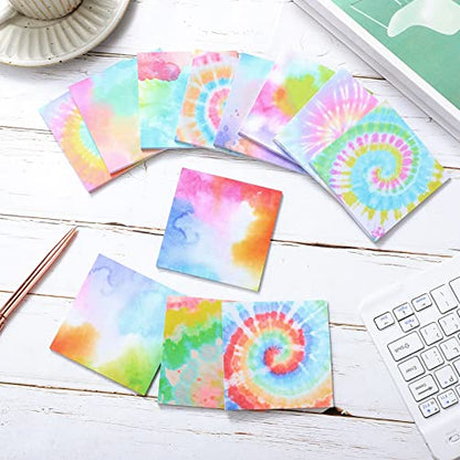 Eaasty 12 Pcs Rainbow Sticky Notes Tie Dye Pastel Sticky Note, 3 x 3 Inch - size: 3 x 3 Inch