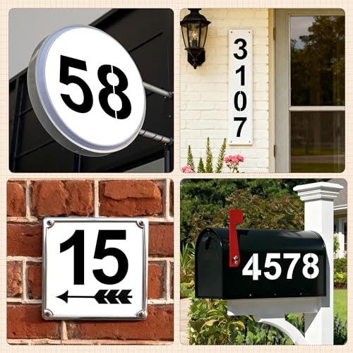 5,6,8 Inch Number Stencils,30Pcs Plastic Reusable Washable Curb Stencil Kit - size: "5Inch,6Inch,8Inch"