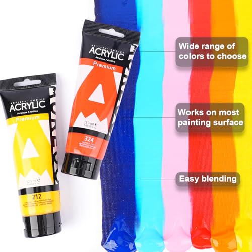 AUREUO Cerulean Blue Hue Acrylic Paint, 4 fl oz (120ml), 1 Tube - color: Cerulean Blue Hue, size: 4 Fl Oz (Pack of 1)