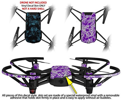 Skin Decal Wrap 2 Pack Compatible with DJI Ryze Tello Skulls Confetti Blue Drone NOT Included
